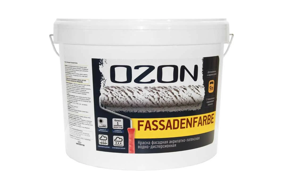 Краска фасадная OZON Fassadenfarbe ВД-АК-112С(-10)-12 С (бесцветная)  для работ при -10°С